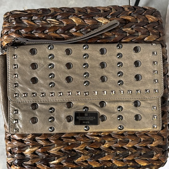 BCBGMAXAZRIA, Wristlet or Clutch, Leather Studded Purse, Taupe, - Picture 3 of 16